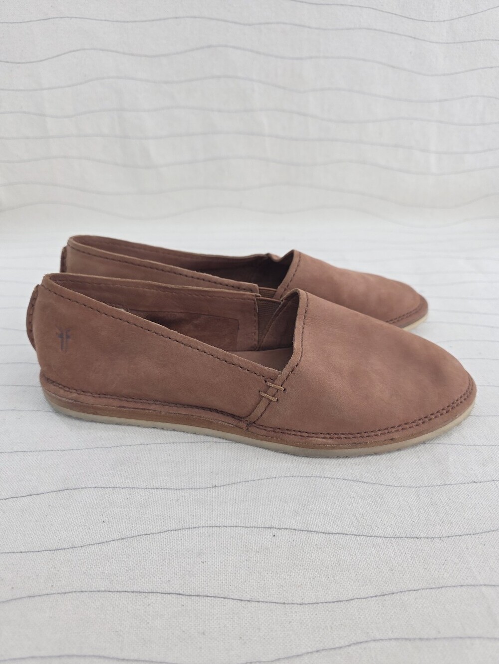 Frye Womens Milly A Line Flats Brown Whiskey Leather Slip on Shoes Size 6M
